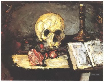  crâne - Nature morte avec bougie de crâne et livre Paul Cézanne